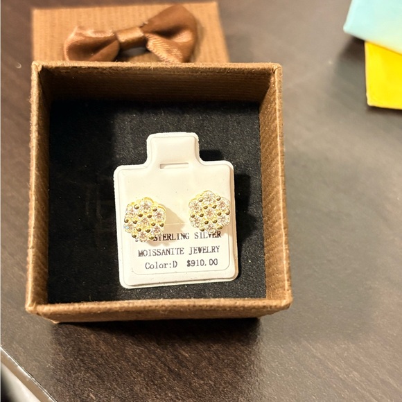 Moissanite Jewelry Sterling Silver Earrings - Picture 2 of 3